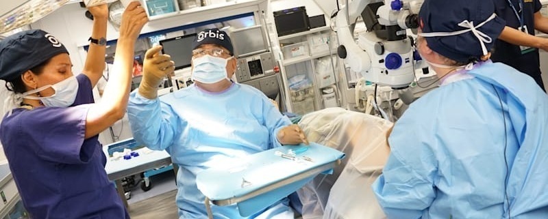 Hercules surgical lighting system being used at the Orbis Flying Eye hospital